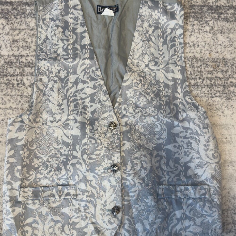 Bay Club Vintage Floral Jacquard Vest Button Front Size L